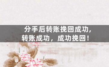 分手后转账挽回成功,转账成功，成功挽回！