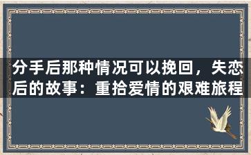分手后那种情况可以挽回，失恋后的故事：重拾爱情的艰难旅程