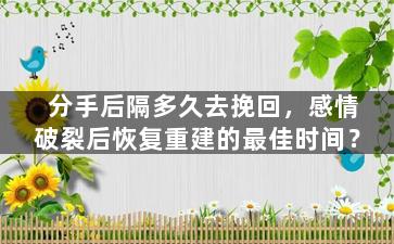 分手后隔多久去挽回，感情破裂后恢复重建的最佳时间？