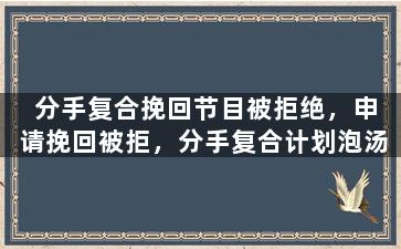 分手复合挽回节目被拒绝，申请挽回被拒，分手复合计划泡汤