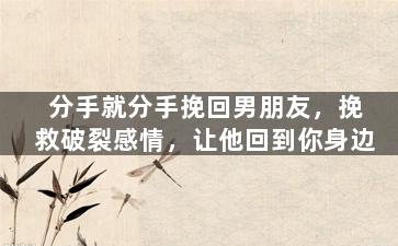 分手就分手挽回男朋友，挽救破裂感情，让他回到你身边