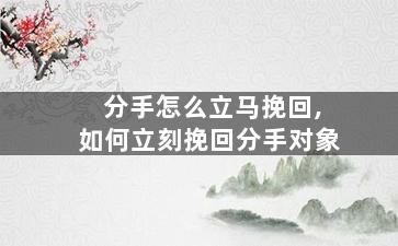 分手怎么立马挽回,如何立刻挽回分手对象