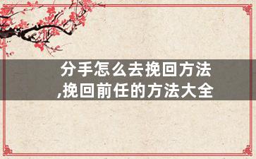 分手怎么去挽回方法,挽回前任的方法大全
