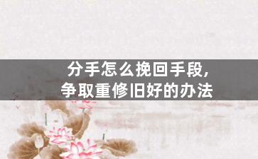 分手怎么挽回手段,争取重修旧好的办法