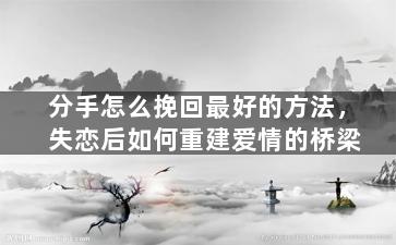 分手怎么挽回最好的方法，失恋后如何重建爱情的桥梁