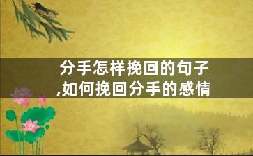 分手怎样挽回的句子,如何挽回分手的感情