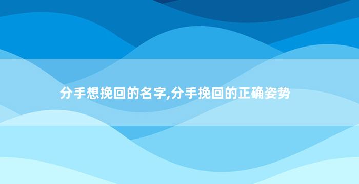 分手想挽回的名字,分手挽回的正确姿势