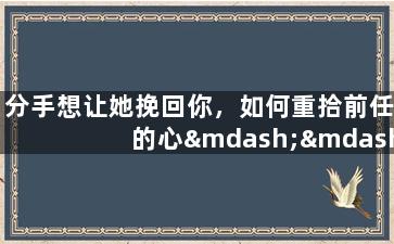 分手想让她挽回你，如何重拾前任的心——绝招分享