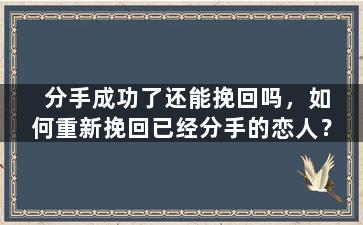 分手成功了还能挽回吗，如何重新挽回已经分手的恋人？