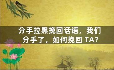 分手拉黑挽回话语，我们分手了，如何挽回