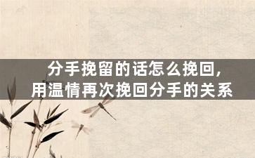 分手挽留的话怎么挽回,用温情再次挽回分手的关系