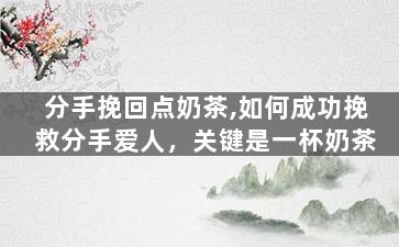 分手挽回点奶茶,如何成功挽救分手爱人，关键是一杯奶茶