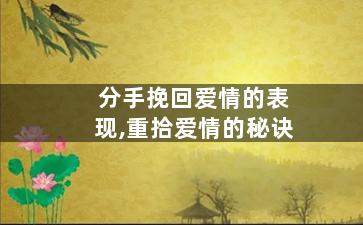 分手挽回爱情的表现,重拾爱情的秘诀