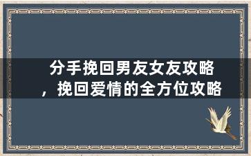 分手挽回男友女友攻略，挽回爱情的全方位攻略