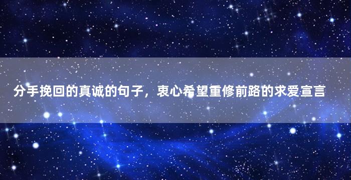 分手挽回的真诚的句子，衷心希望重修前路的求爱宣言