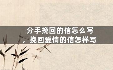 分手挽回的信怎么写，挽回爱情的信怎样写