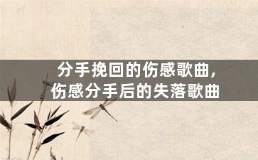 分手挽回的伤感歌曲,伤感分手后的失落歌曲