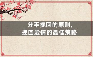 分手挽回的原则,挽回爱情的最佳策略
