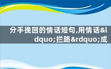 分手挽回的情话短句,用情话“拦路”成功挽回前任的小技巧