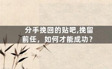 分手挽回的贴吧,挽留前任，如何才能成功？