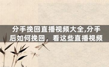 分手挽回直播视频大全,分手后如何挽回，看这些直播视频