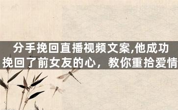 分手挽回直播视频文案,他成功挽回了前女友的心，教你重拾爱情