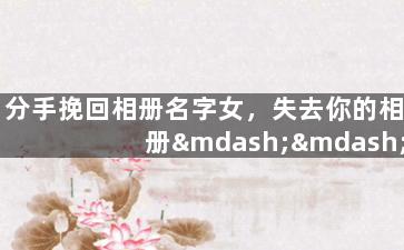 分手挽回相册名字女，失去你的相册——重回单身的女孩挽回爱情