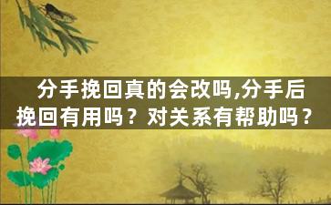 分手挽回真的会改吗,分手后挽回有用吗？对关系有帮助吗？