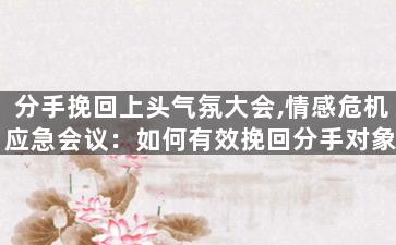 分手挽回上头气氛大会,情感危机应急会议：如何有效挽回分手对象？