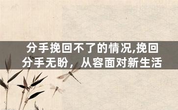 分手挽回不了的情况,挽回分手无盼，从容面对新生活