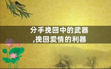 分手挽回中的武器,挽回爱情的利器