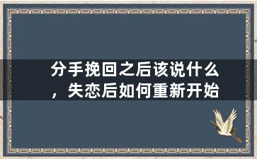 分手挽回之后该说什么，失恋后如何重新开始