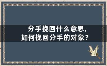 分手挽回什么意思,如何挽回分手的对象？