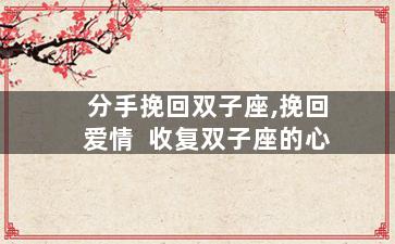 分手挽回双子座,挽回爱情