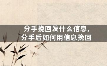 分手挽回发什么信息,分手后如何用信息挽回