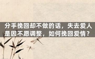 分手挽回却不做的话，失去爱人是因不愿调整，如何挽回爱情？