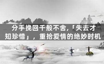 分手挽回千般不舍,「失去才知珍惜」，重拾爱情的绝妙时机