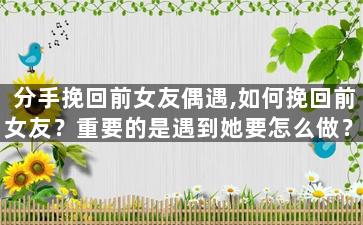 分手挽回前女友偶遇,如何挽回前女友？重要的是遇到她要怎么做？