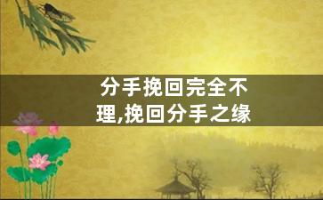 分手挽回完全不理,挽回分手之缘