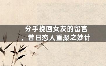 分手挽回女友的留言，昔日恋人重聚之妙计