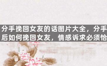 分手挽回女友的话图片大全，分手后如何挽回女友，情感诉求必须恰到好处