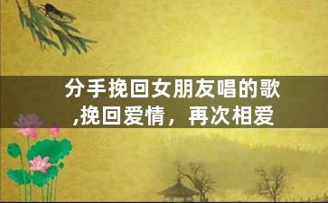 分手挽回女朋友唱的歌,挽回爱情，再次相爱