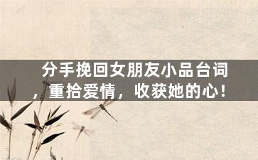 分手挽回女朋友小品台词，重拾爱情，收获她的心！