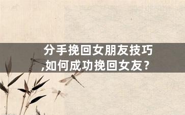 分手挽回女朋友技巧,如何成功挽回女友？