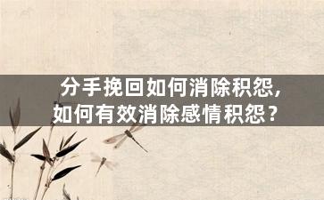 分手挽回如何消除积怨,如何有效消除感情积怨？