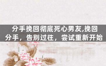 分手挽回彻底死心男友,挽回分手，告别过往，尝试重新开始