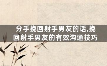 分手挽回射手男友的话,挽回射手男友的有效沟通技巧