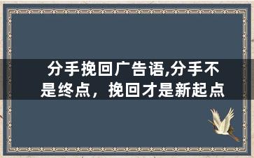 分手挽回广告语,分手不是终点，挽回才是新起点