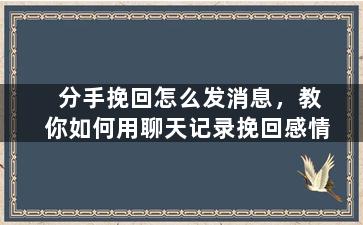 分手挽回怎么发消息，教你如何用聊天记录挽回感情