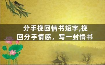 分手挽回情书短字,挽回分手情感，写一封情书
